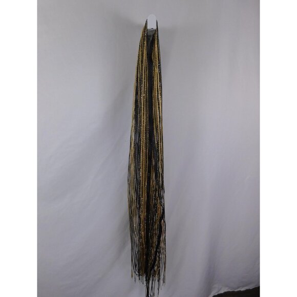 Beaded Fringe Scarf Womens One Size Black Gold Multi Strand Seed Bead Lariat - Picture 5 of 10